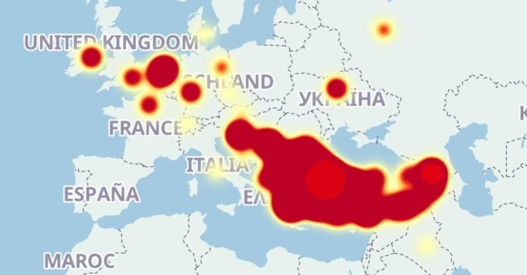 Erişim probleminin bildirildiği yerleri gösteren harita | Kaynak: X/ofatihsayan
